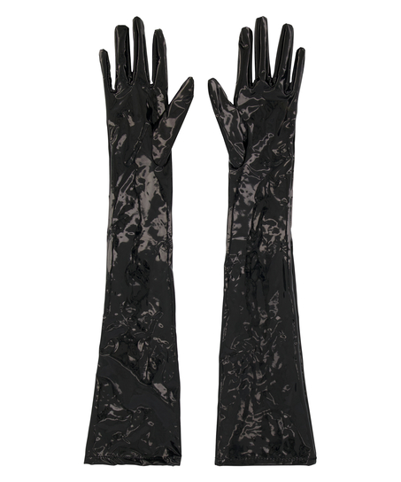 Faux Leather Gloves, Black