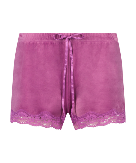 Velvet lace shorts, Purple