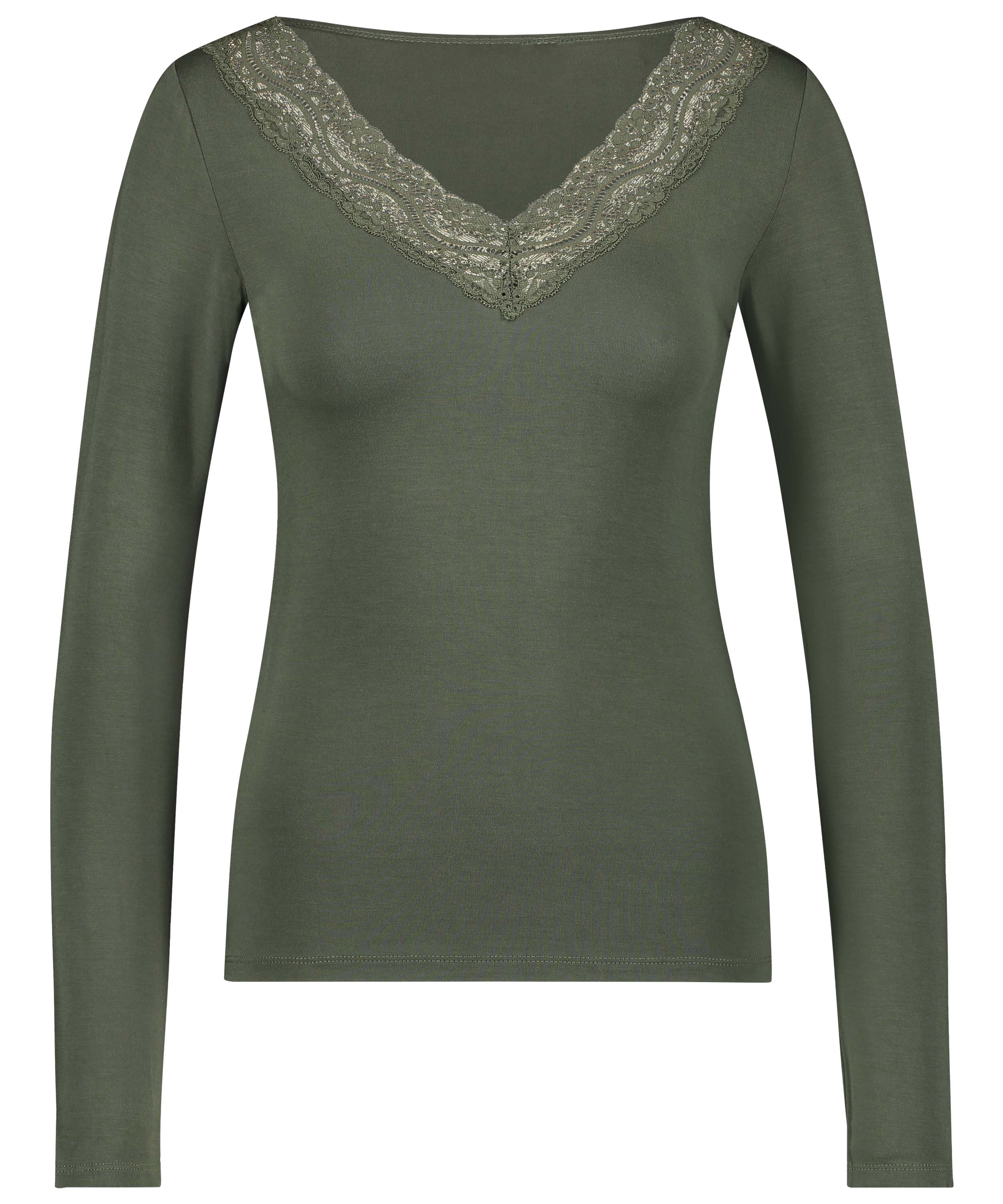 Jersey Long-sleeved Pyjama Top, Green, main
