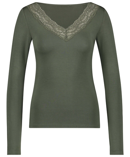 Jersey Long-sleeved Pyjama Top, Green