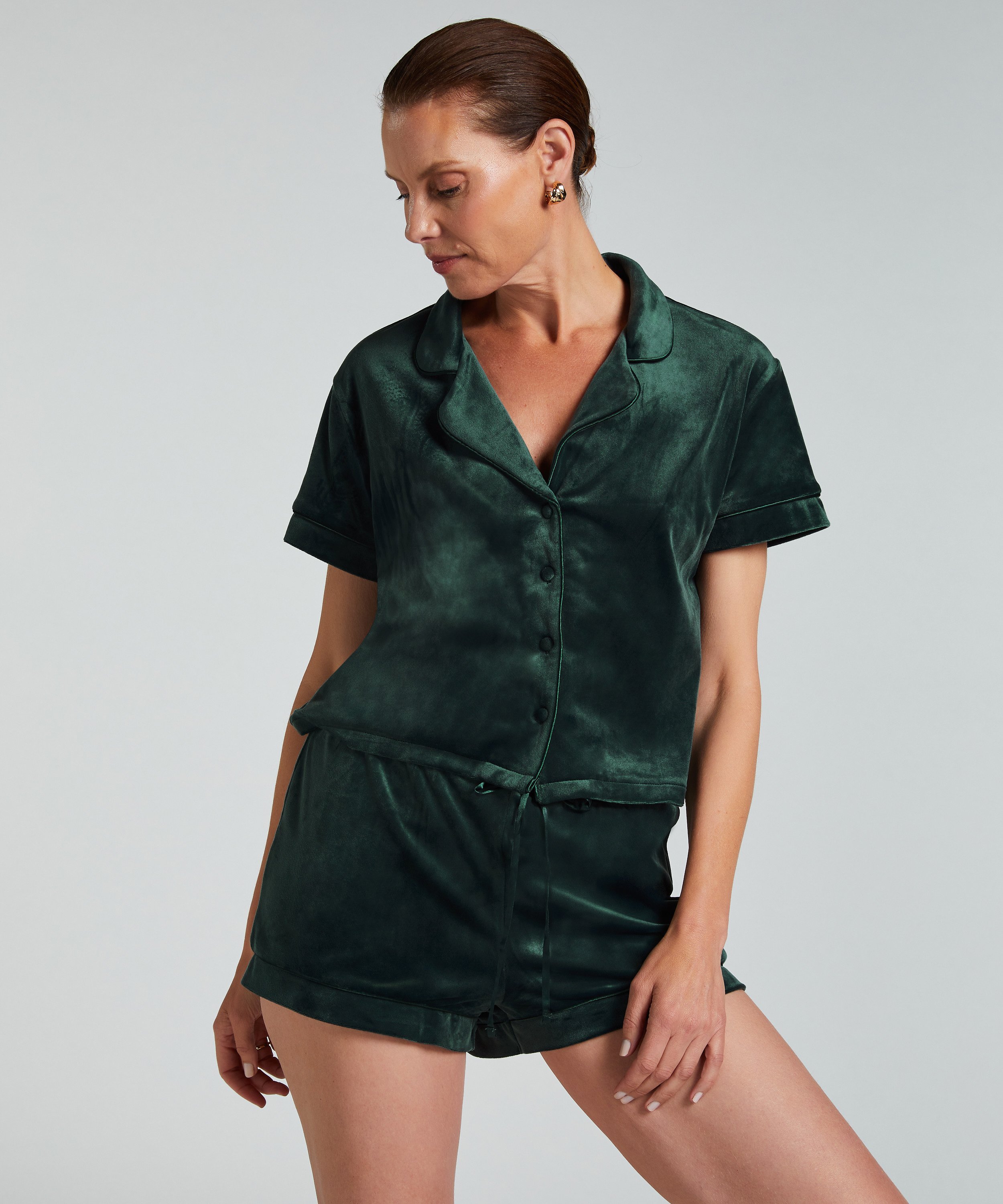 Short Sleeve Velour Jacket, Green, main