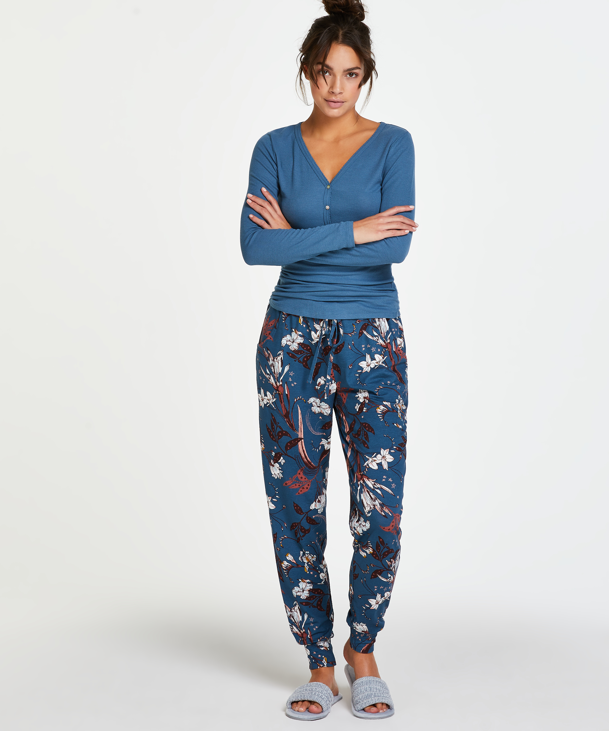 Jersey Pyjama Bottoms, Blue, main
