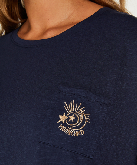 Loose-Fitting Short-Sleeved Pyjama Top, Blue