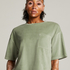 Short-sleeve velours top, Green