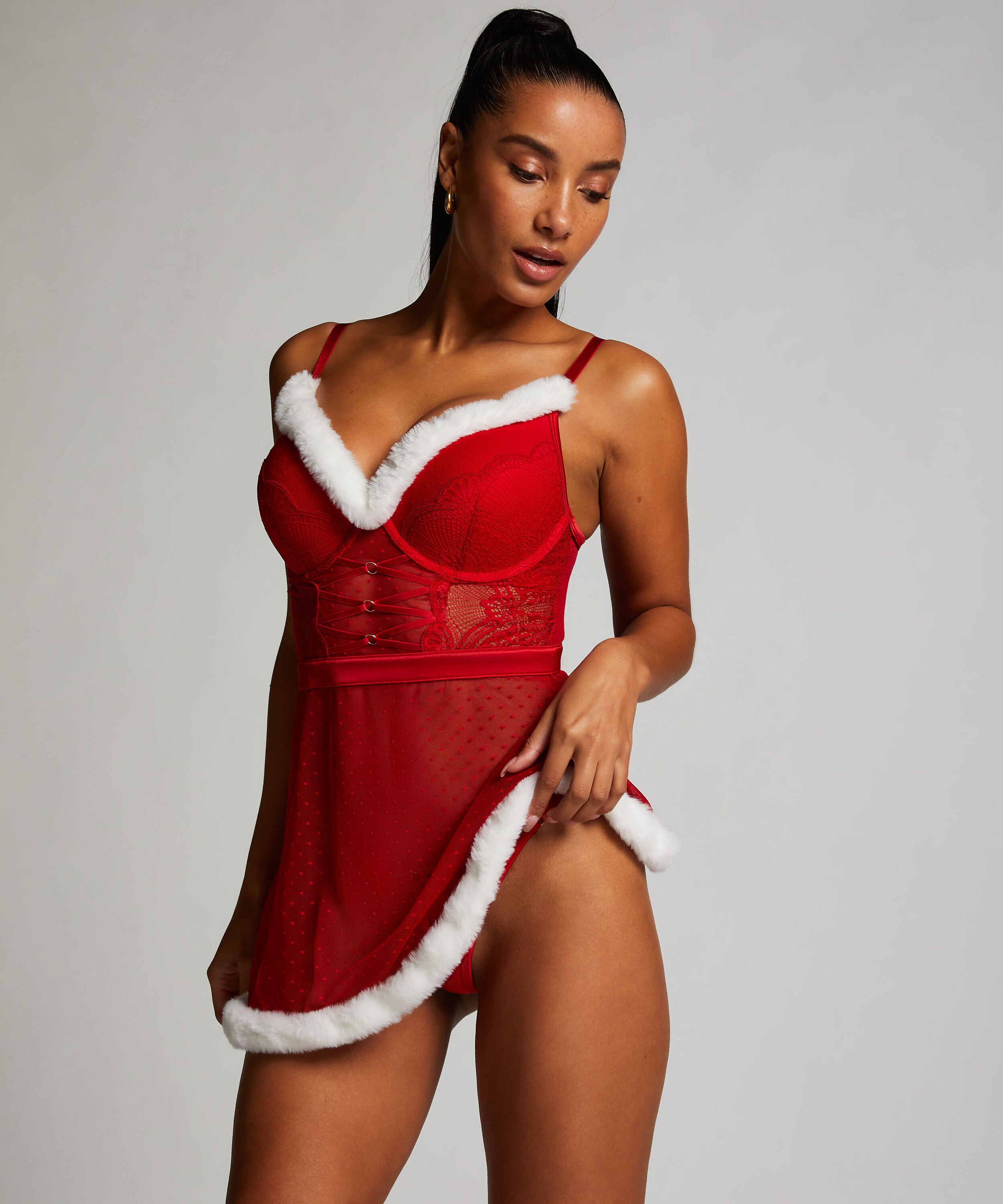 Sexy Santa Wired Slip Dress, Red