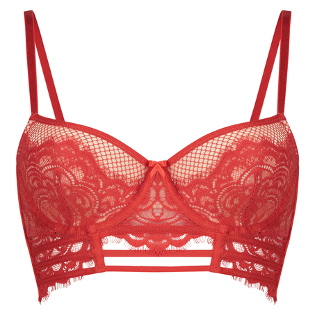 Yves padded longline underwired bra, Red