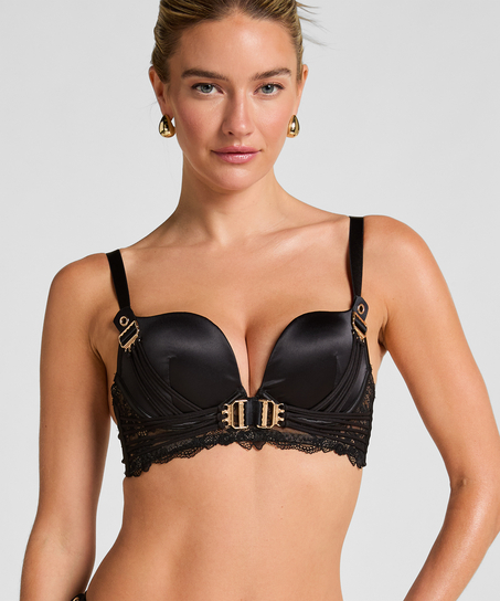 Avela Padded Underwired Longline Bra, Black