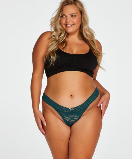 Floral Lace Thong, Blue