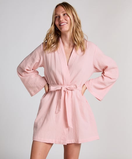 Muslin Robe Short, Pink