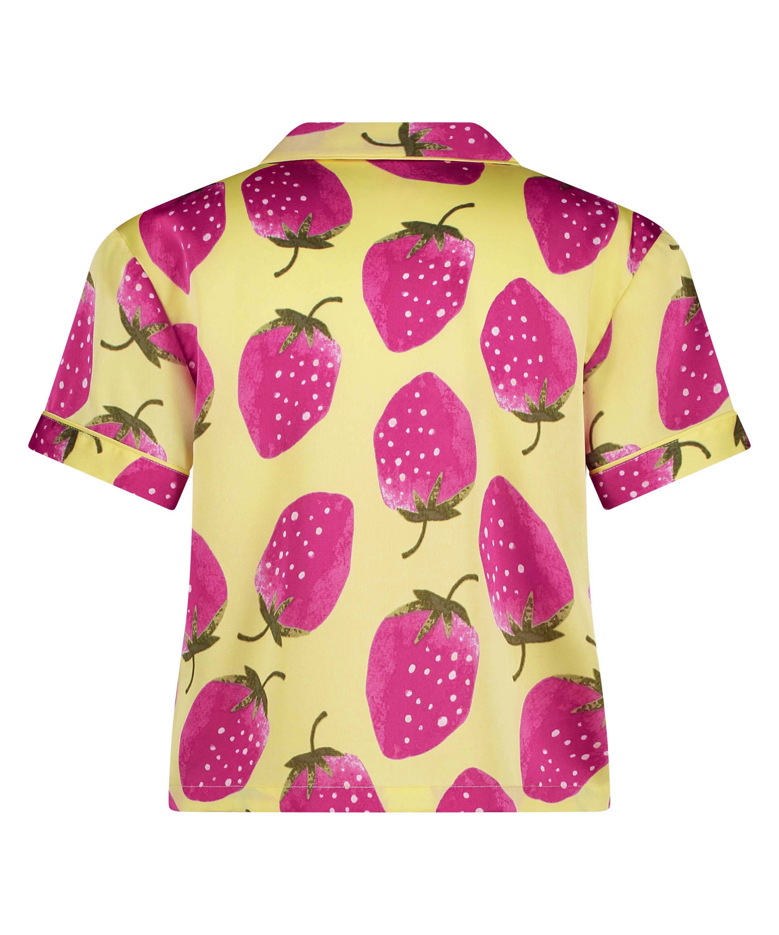 Satin Short-Sleeved Jacket, Yellow, main