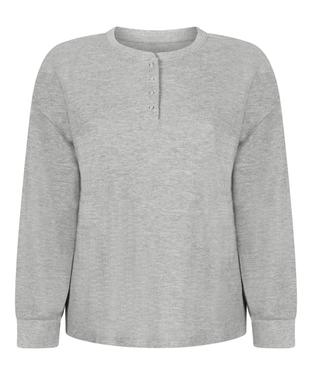 Top Waffle Henley, Grey