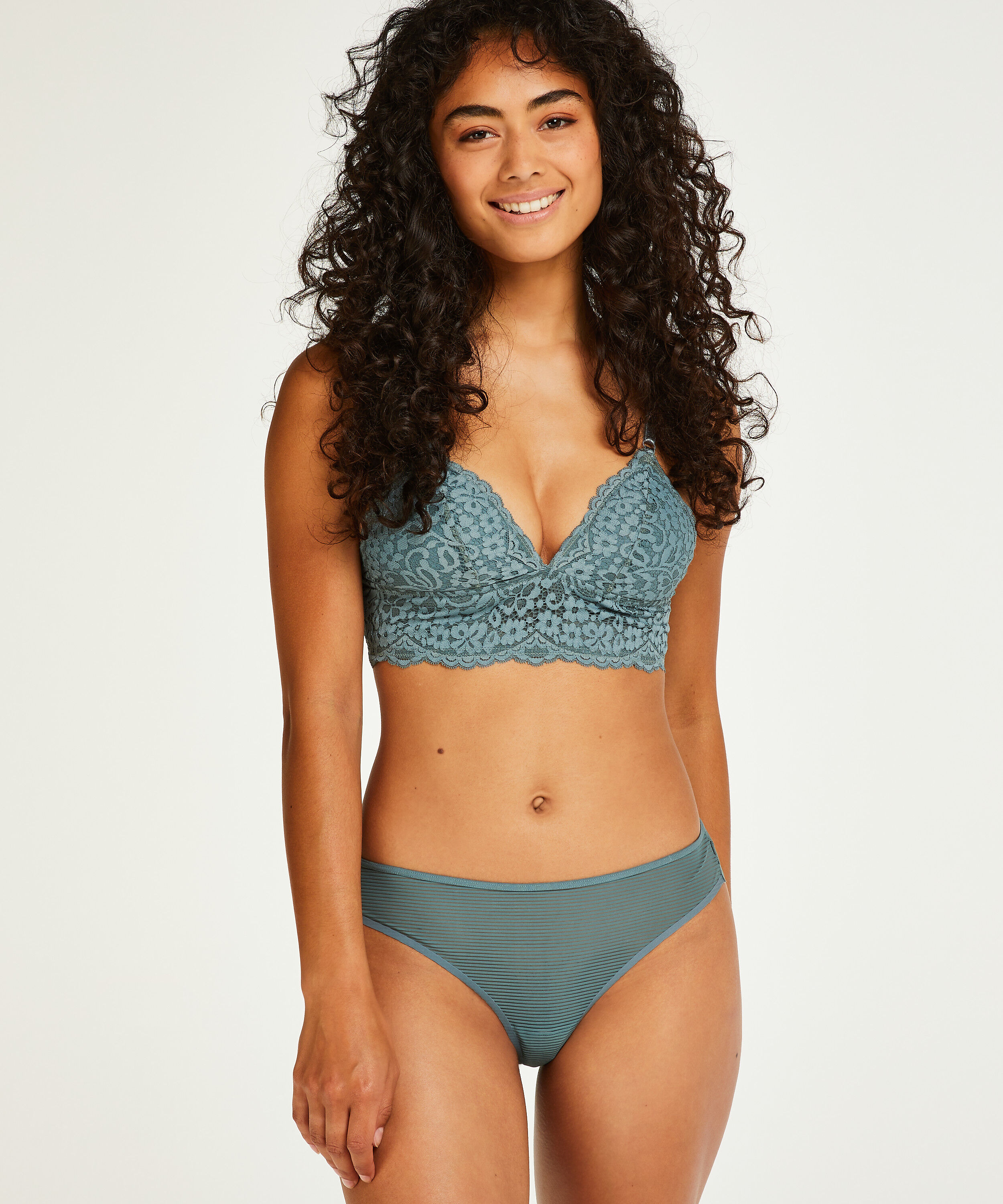 Invisible thong Stripe mesh, Green