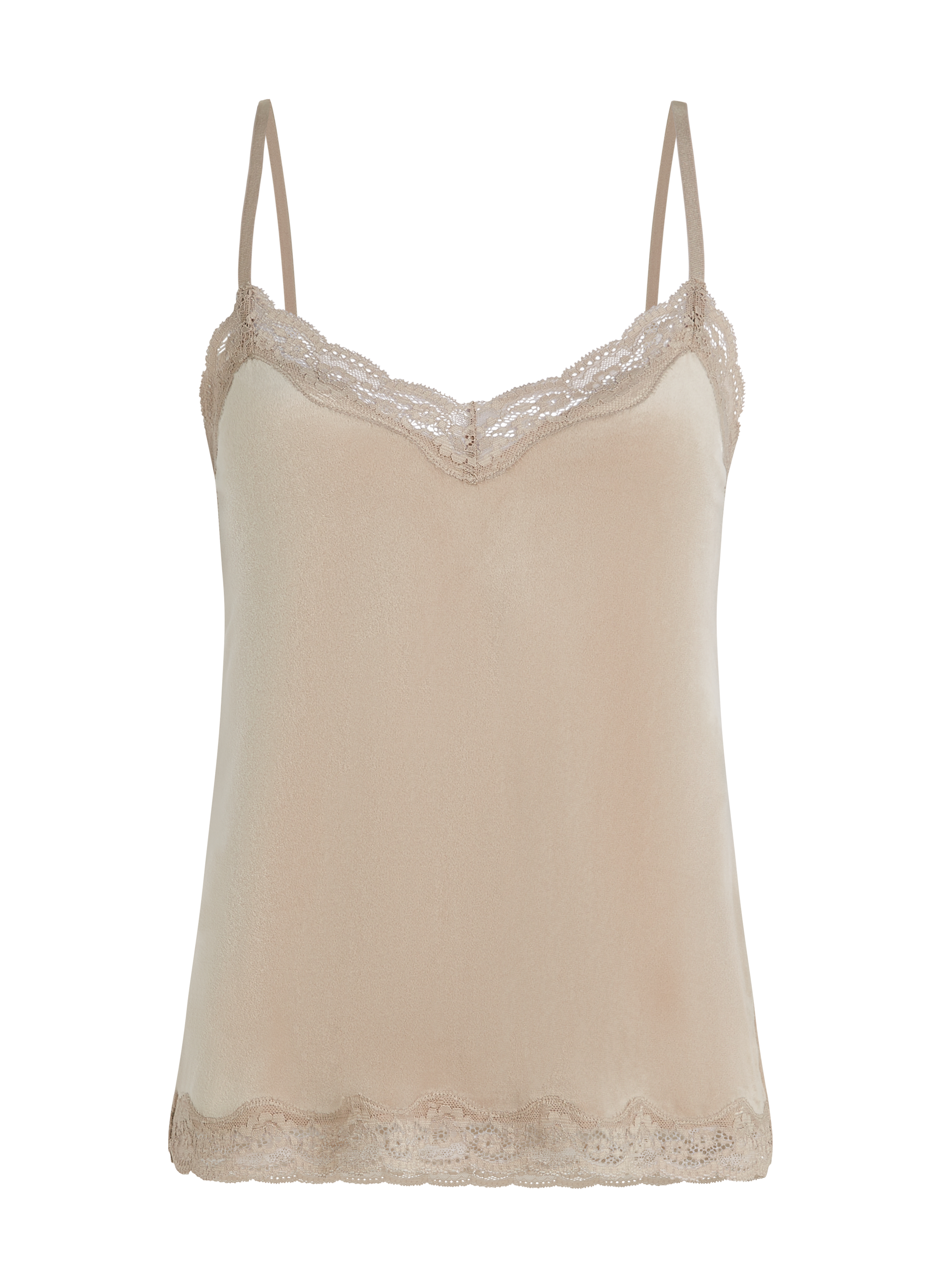 Velours Lace Cami Top, Beige, main