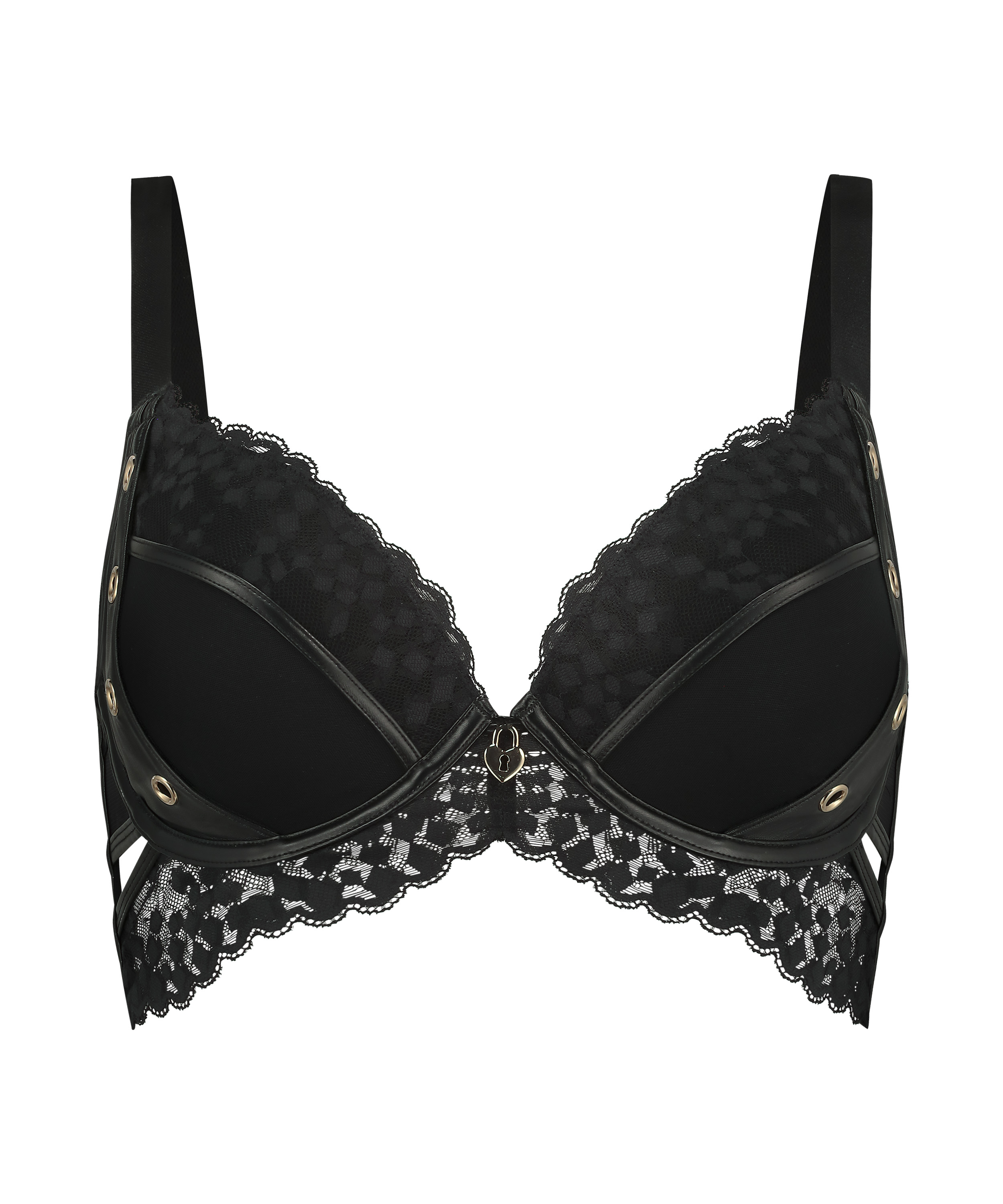 Desire Padded Underwired Longline Push-Up Bra, Black, main