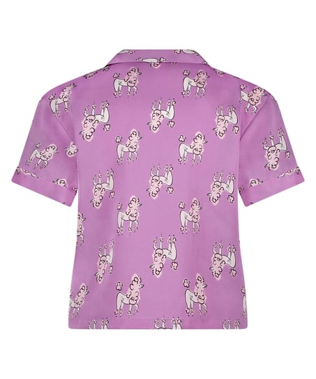 Satin Short-Sleeved Jacket, Purple