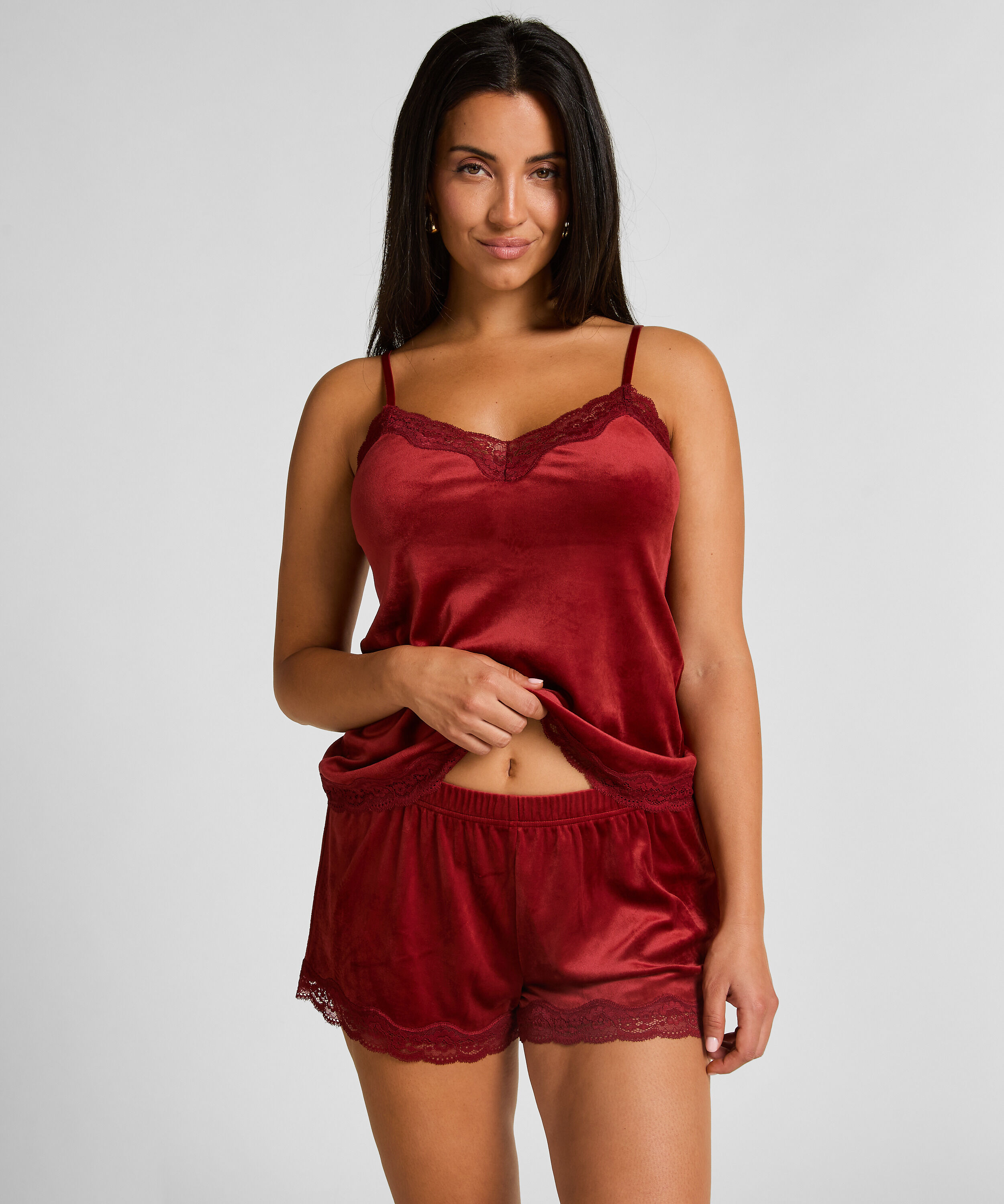 Short Velours Lace, Red