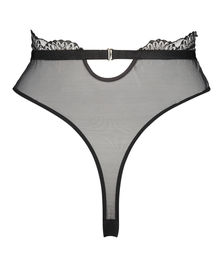 Akira High Leg Thong, Black