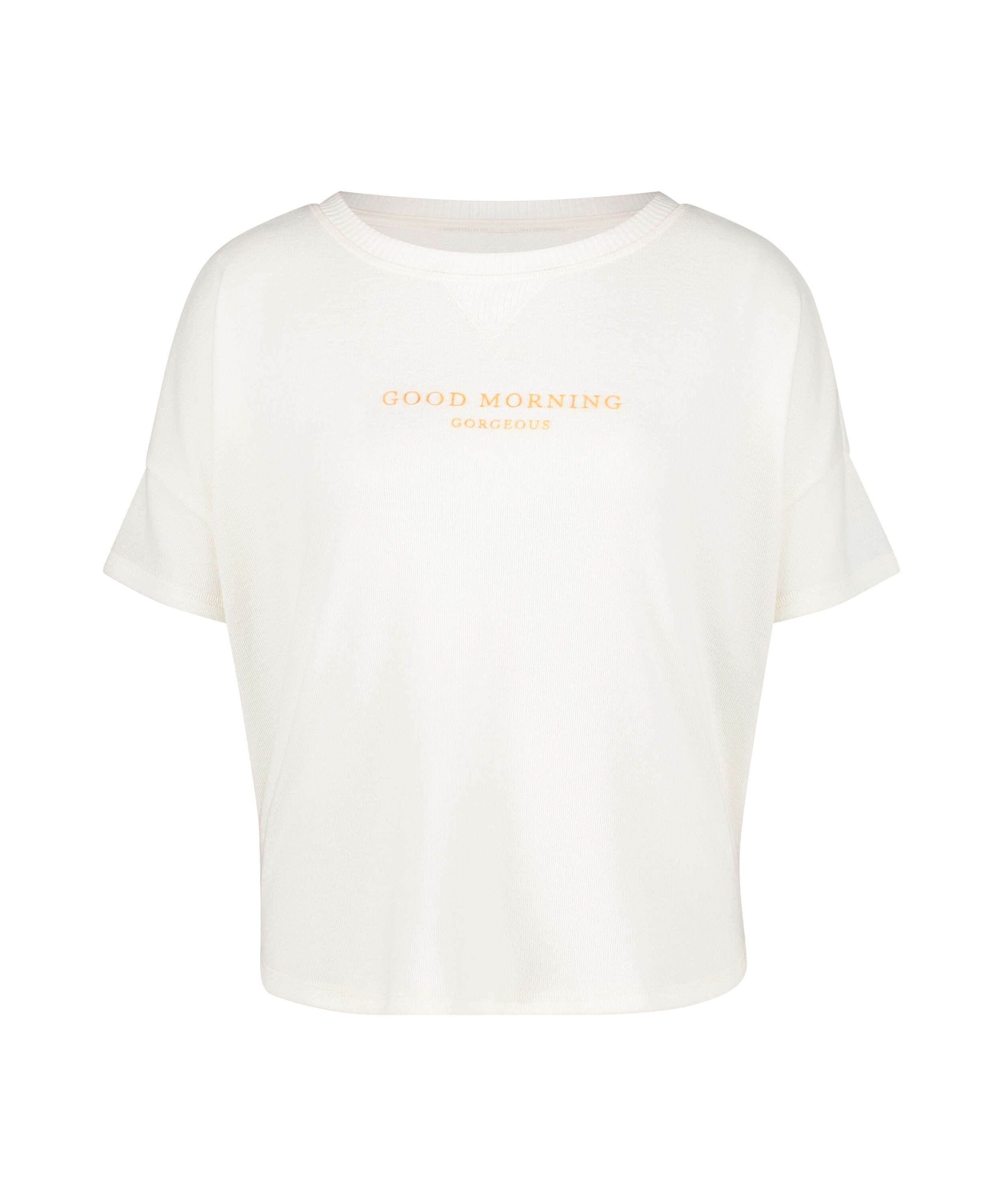 Short sleeve pyjama top in brushed jersey, White, main