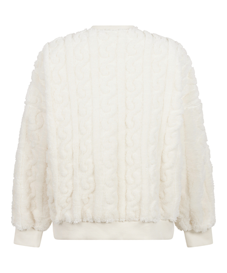 Top Cable Fleece, White