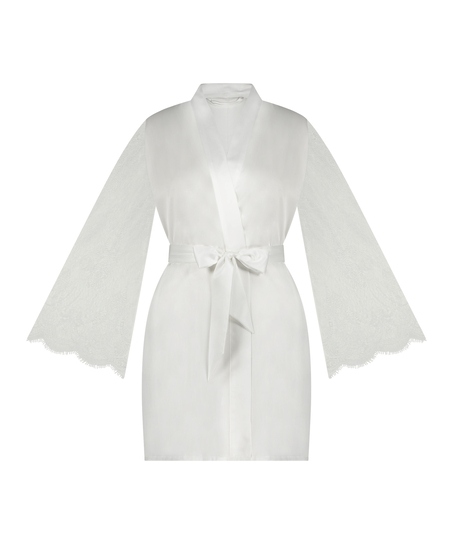 Bride Satin Kimono, White
