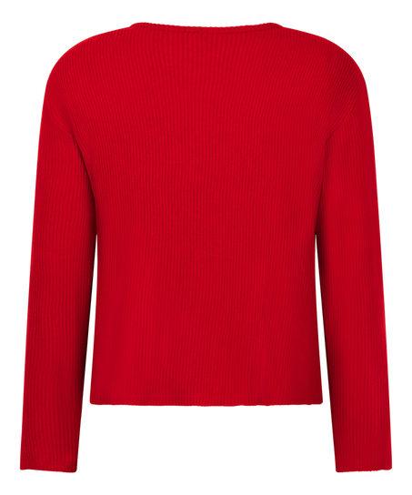 Jersey Long-Sleeved Pyjama Top, Red