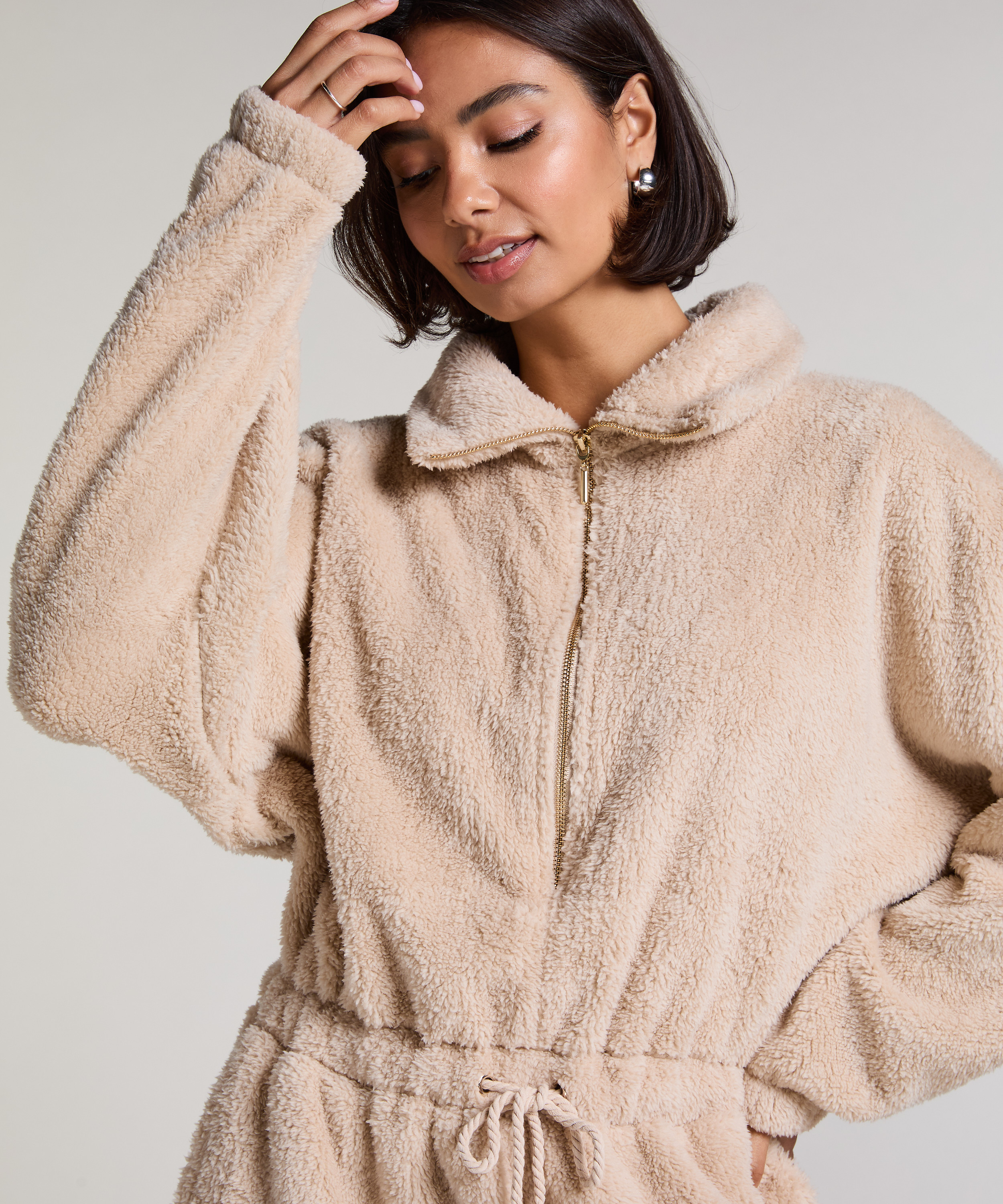 Fleece Onesie, Beige, main