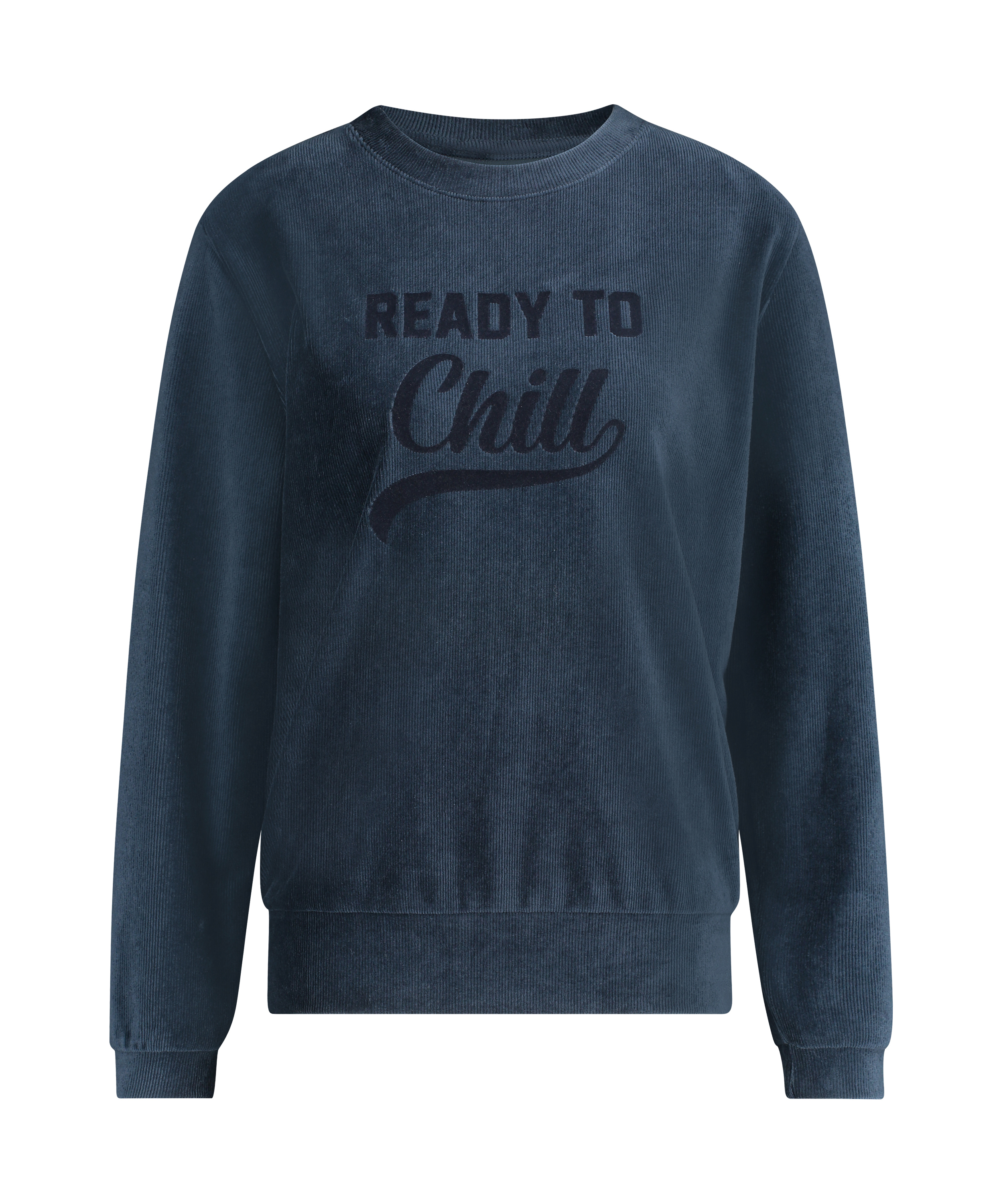 Long-sleeved velvet top, Blue, main