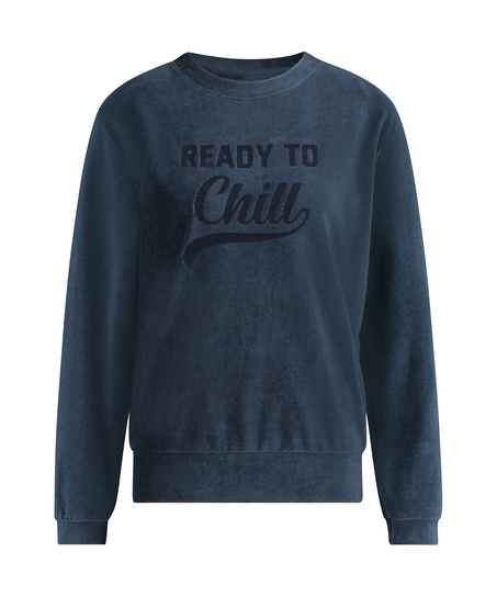 Long-sleeved velvet top, Blue