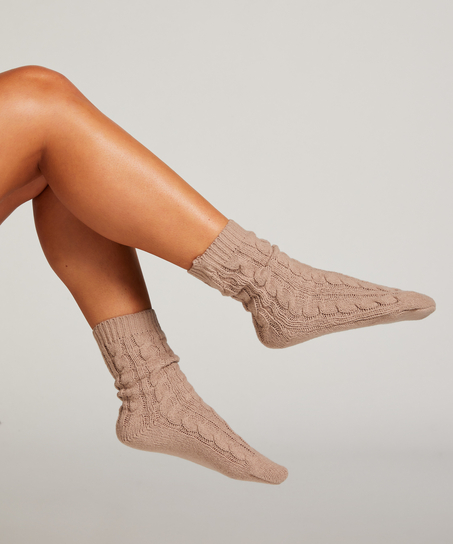 1 pair of knitted socks, Beige