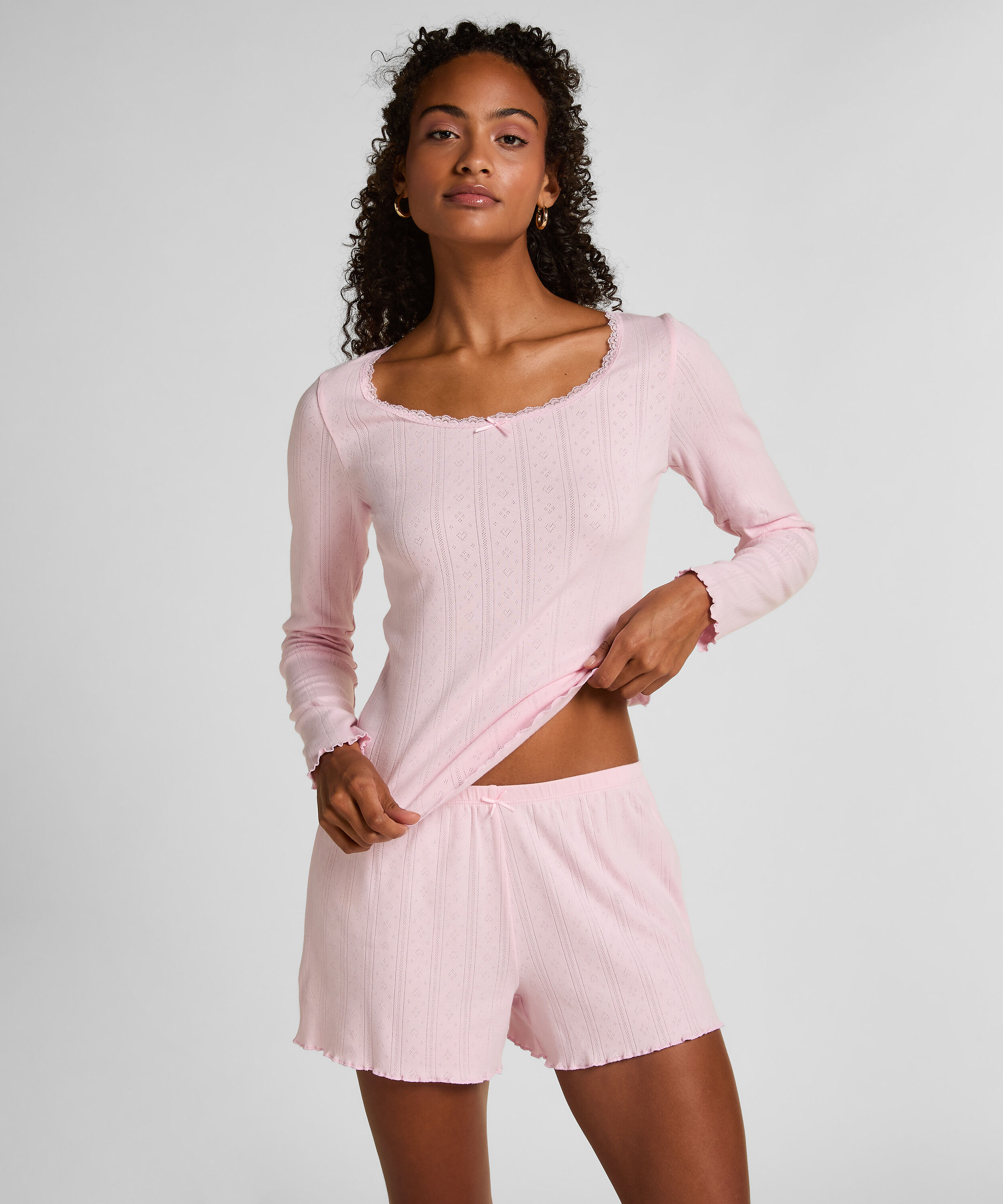Pointelle Shorts, Pink Pointelle Shorts, Pink