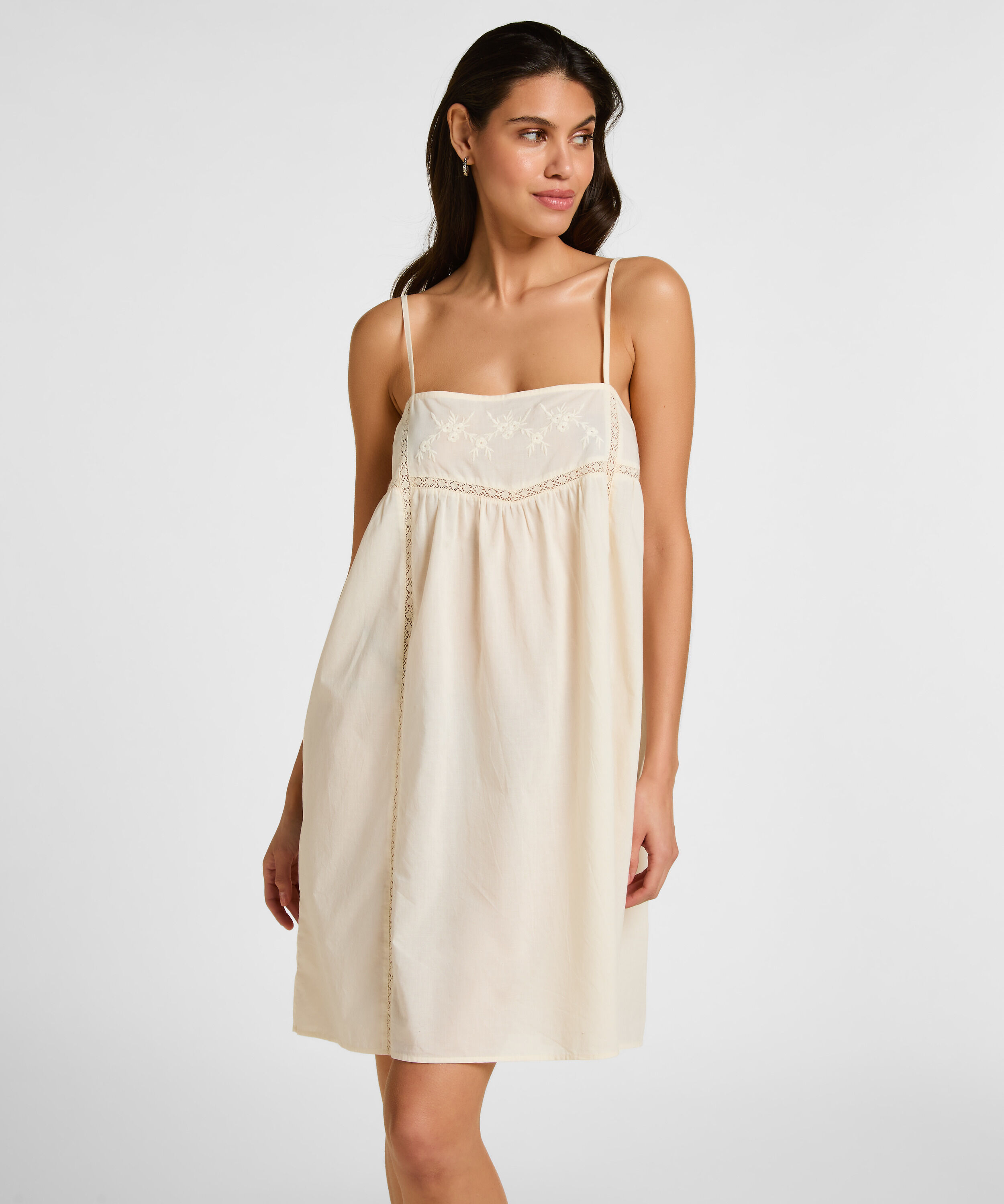 Slipdress Embroidery , White Slipdress Embroidery , White