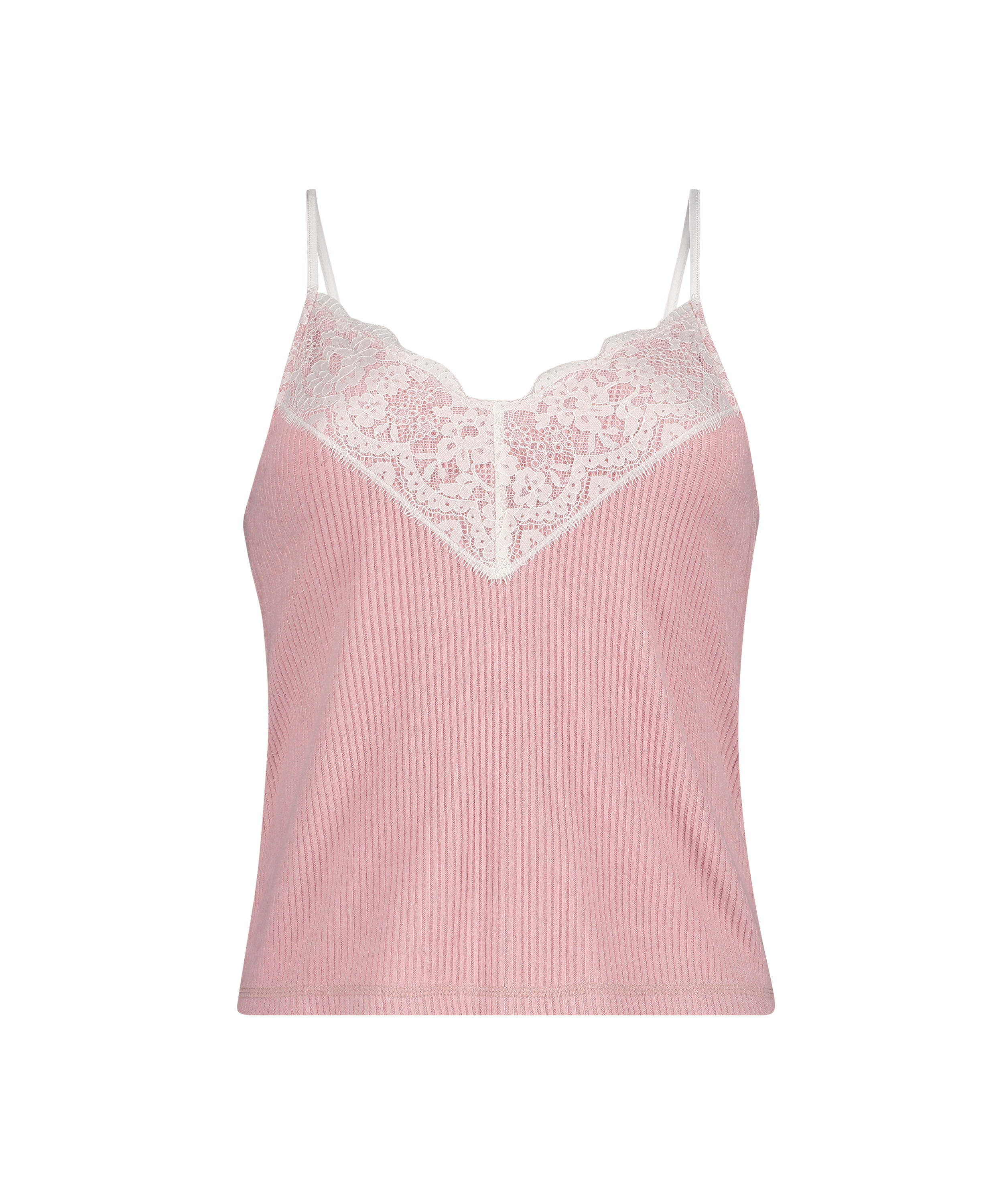 Brushed Rib Lace cami top, Pink