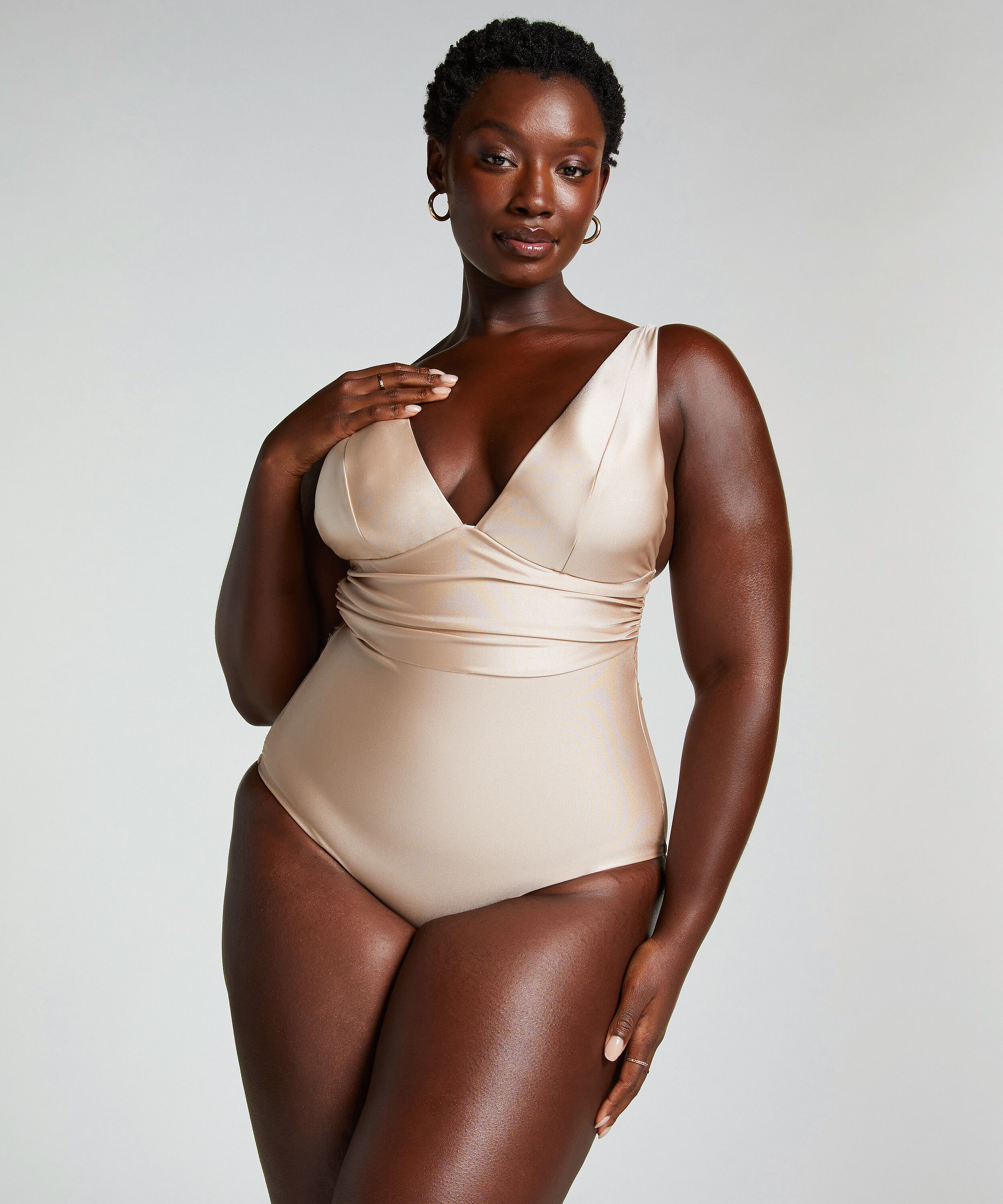 Luxe Shaping Swimsuit, Beige
