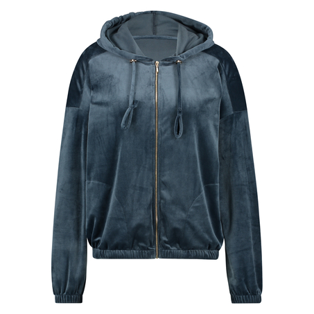 Velvet hoodie jacket, Blue