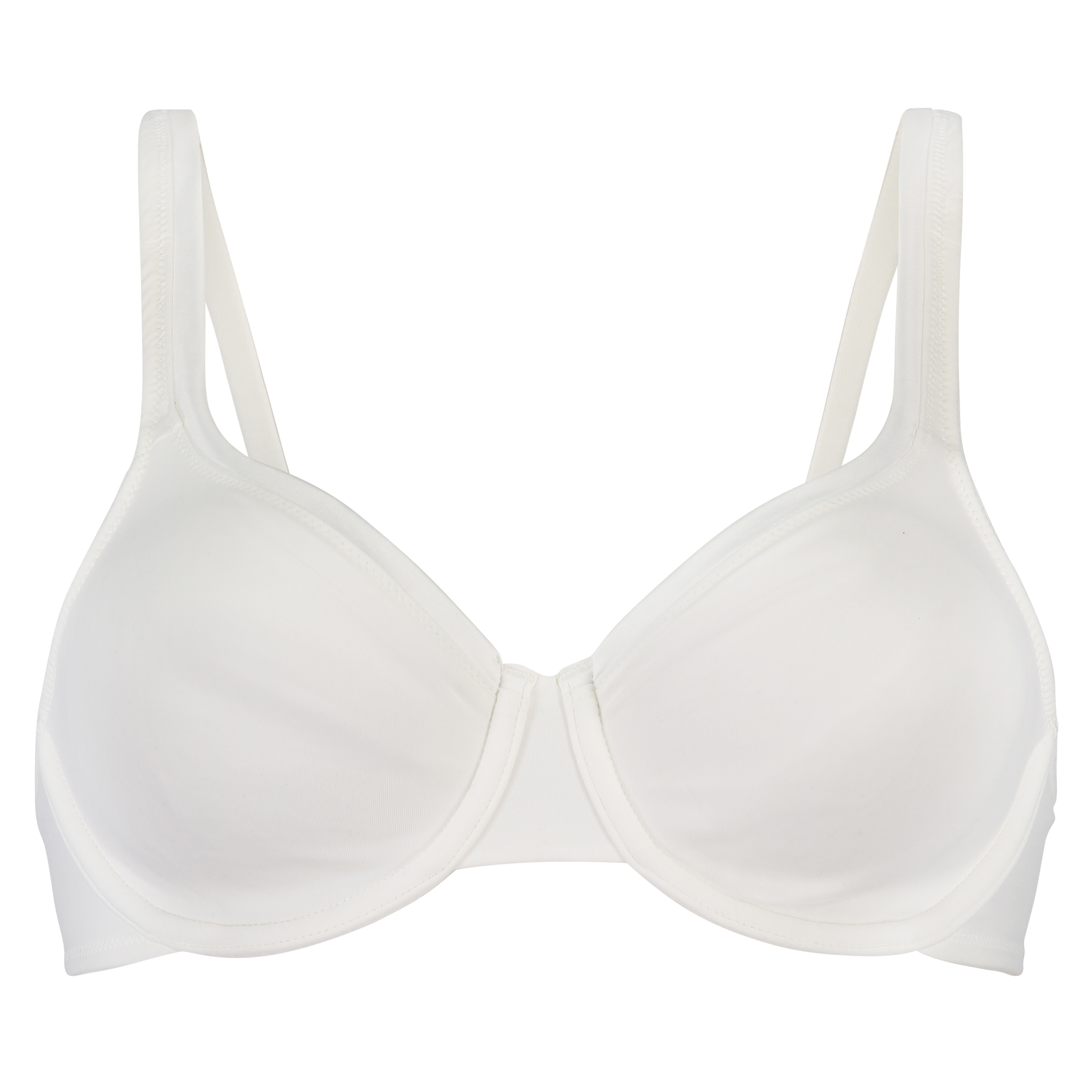 Satin Fleece Non-Padded Underwired Bra, White, main