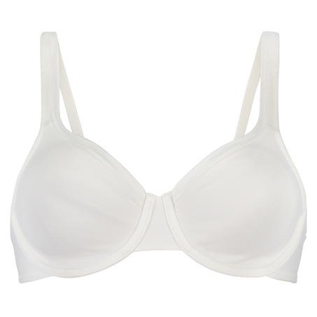 Satin Fleece Non-Padded Underwired Bra, White