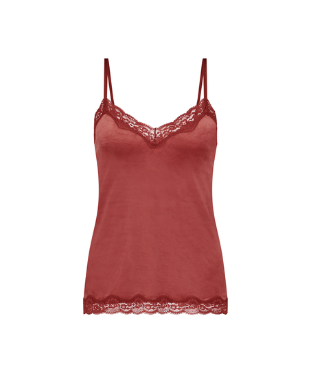Velours Lace Cami Top, Pink