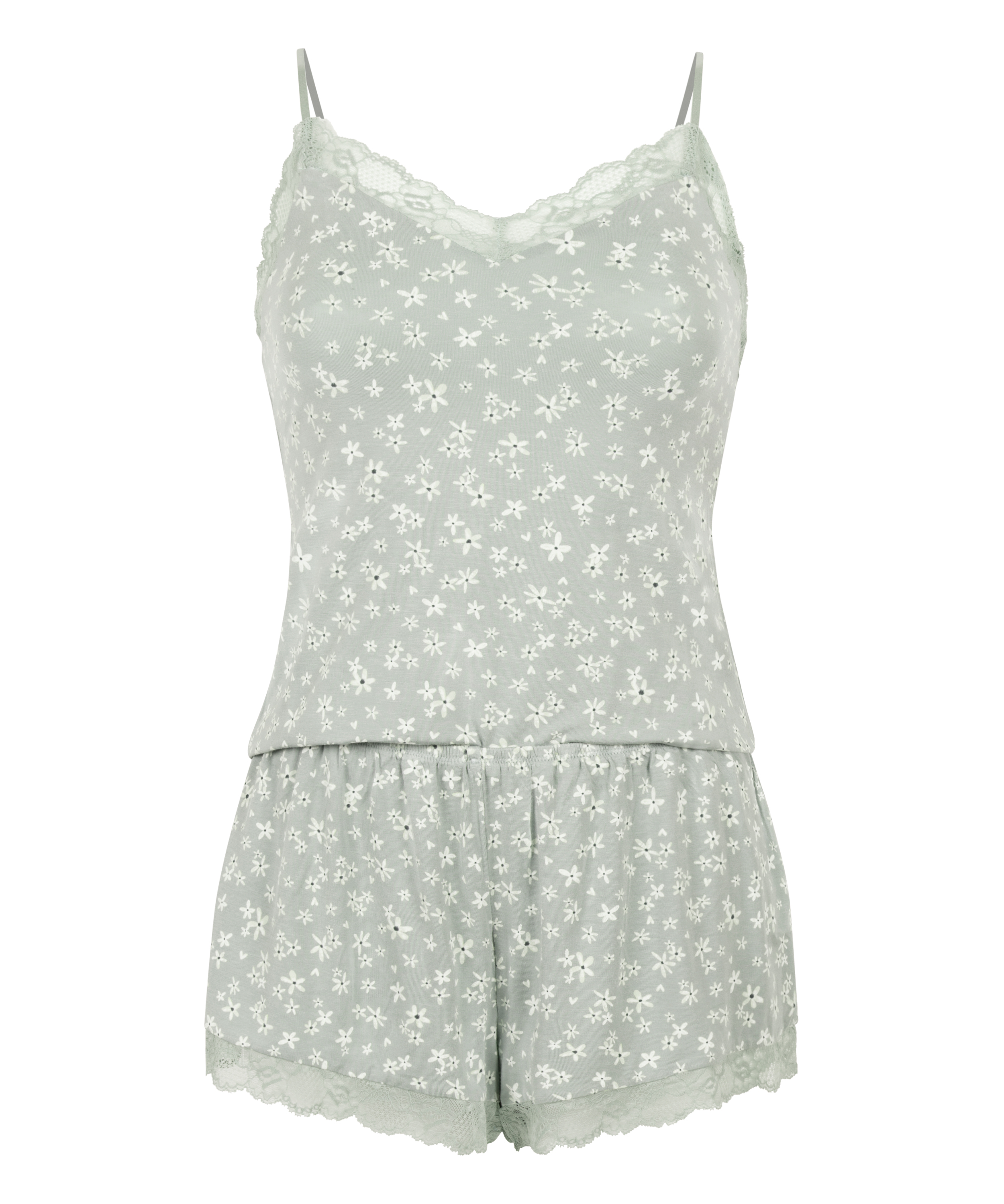 Lace Jersey  Pyjama Set, Green, main
