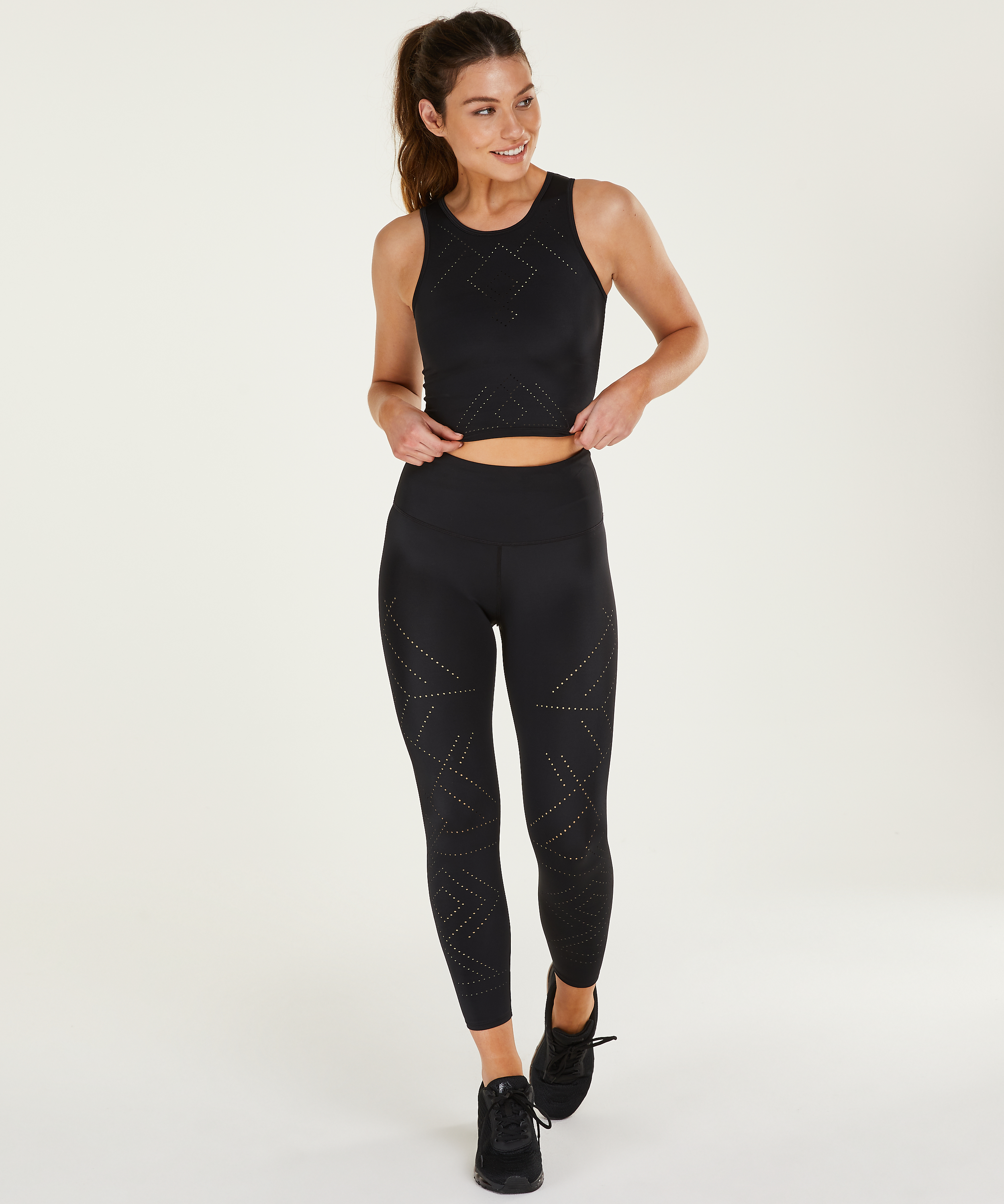HKMX High waisted cropped sports leggings Naira, Black, main
