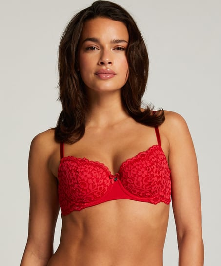 Rose Padded Underwired Bra, Red