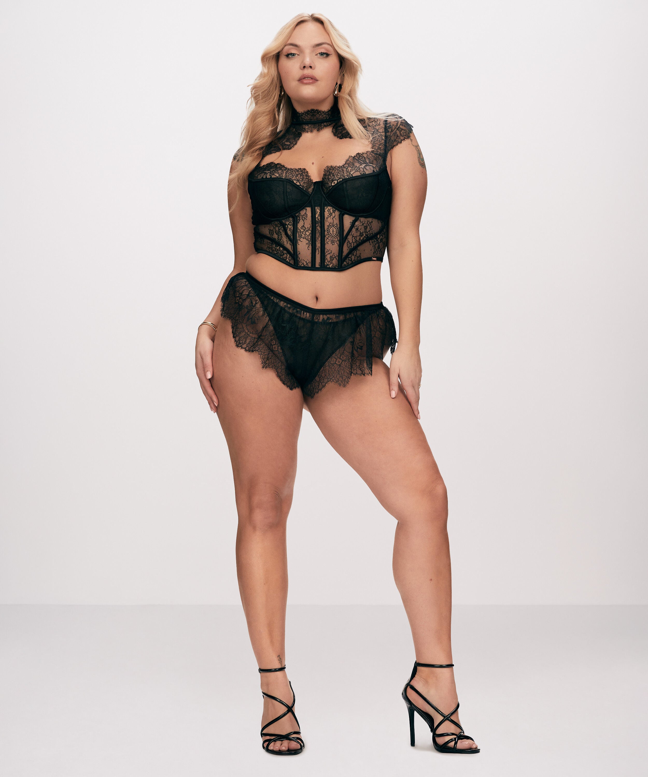 Lace Camille French Knicker, Black
