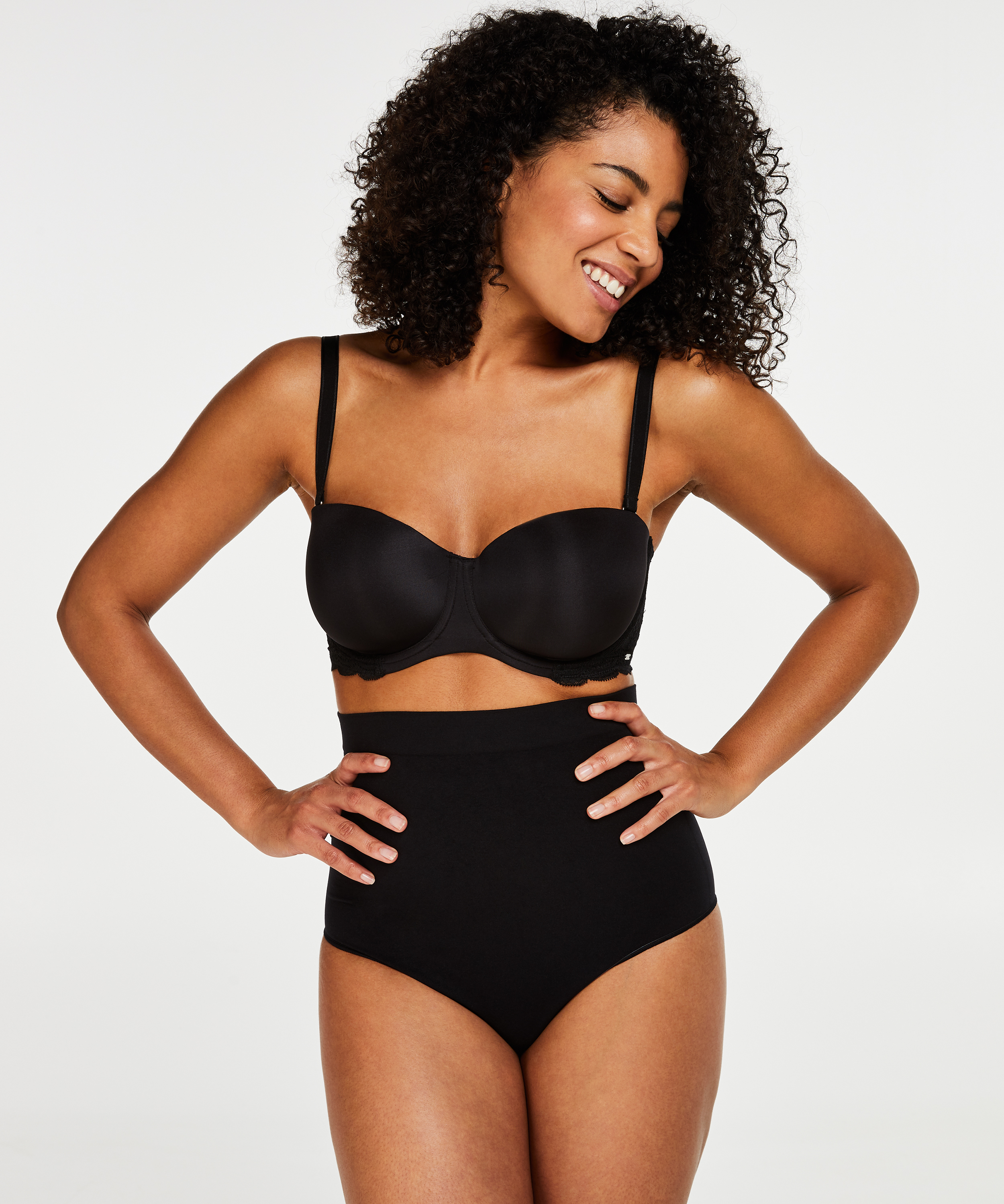 Firming high waisted thong - Level 2, Black, main