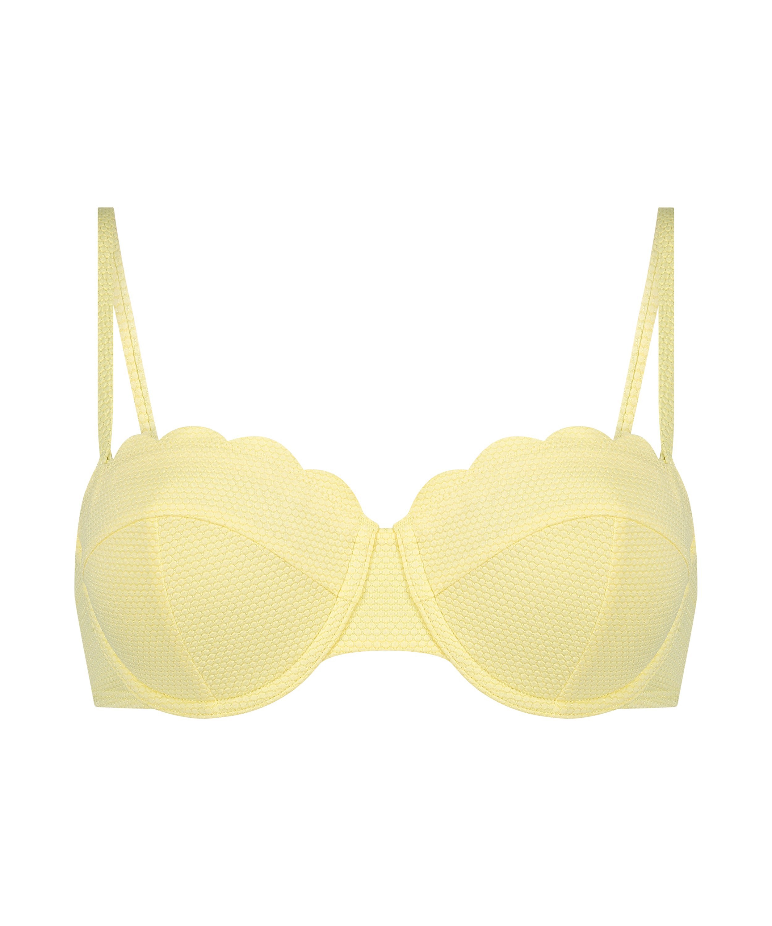 Scallop Padded Strapless Underwired Bikini Top Cup E +, Yellow, main