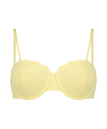 Scallop Padded Strapless Underwired Bikini Top Cup E +, Yellow