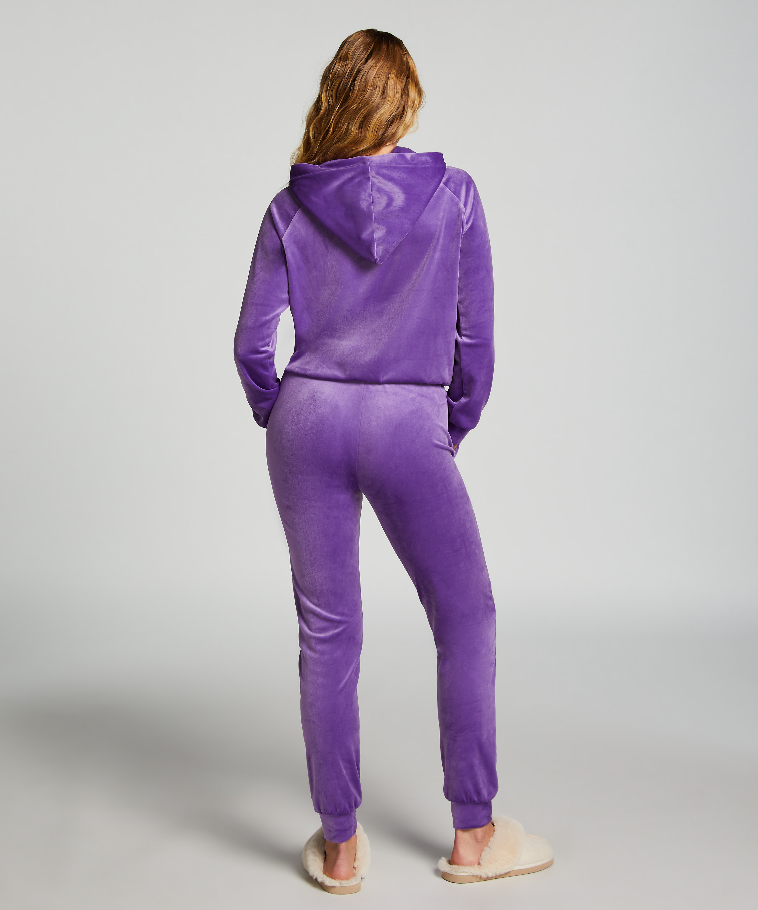 Velours Jogging Pants, Purple, main
