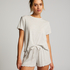 Loose-Fitting Short-Sleeved Pyjama Top, Beige