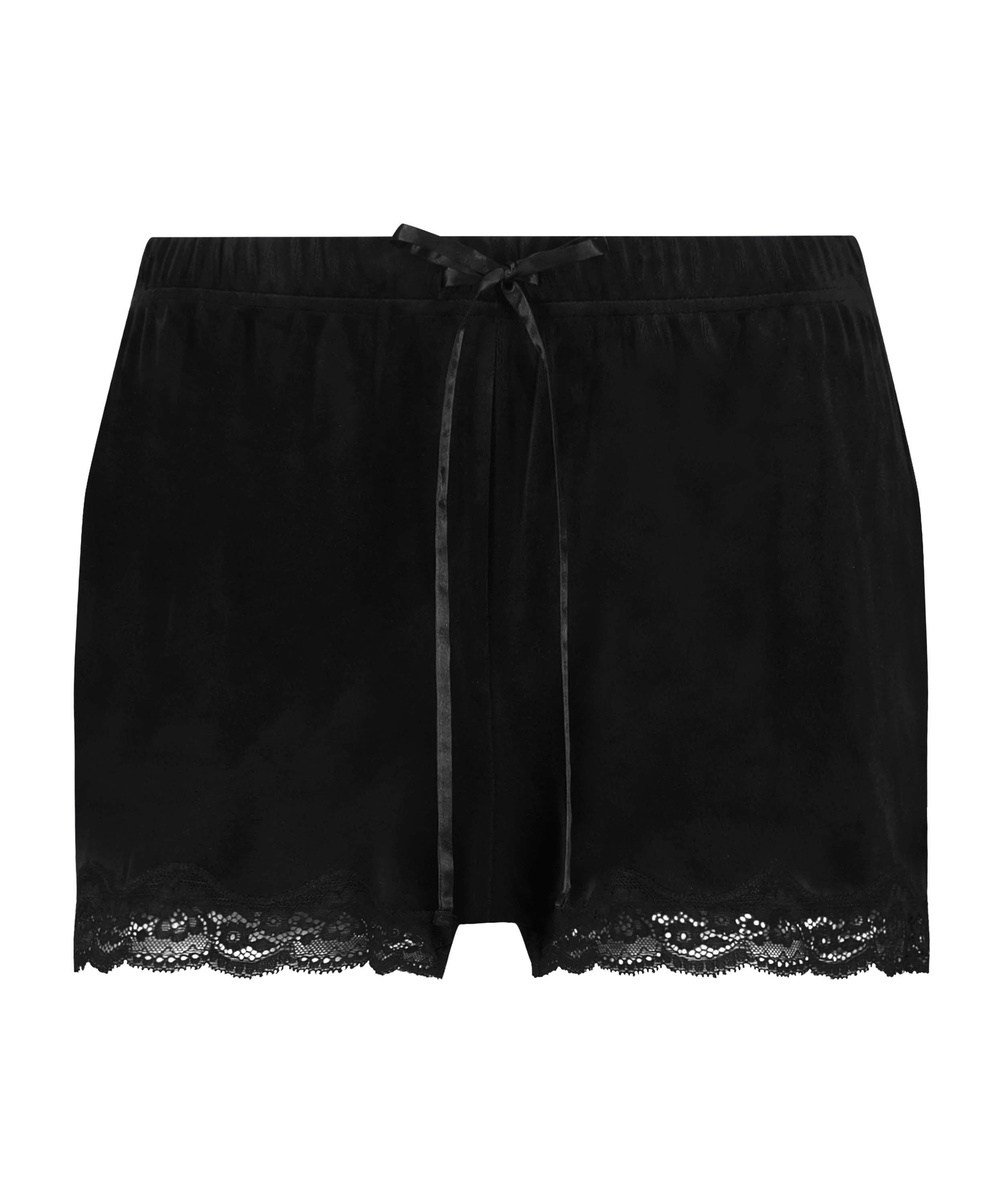 Velvet lace shorts, Black