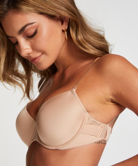 Transparent Back Padded Underwired Bra, Beige