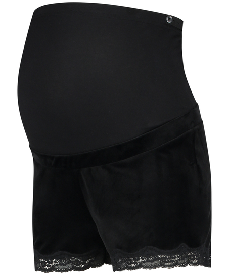 Velours maternity shorts, Black