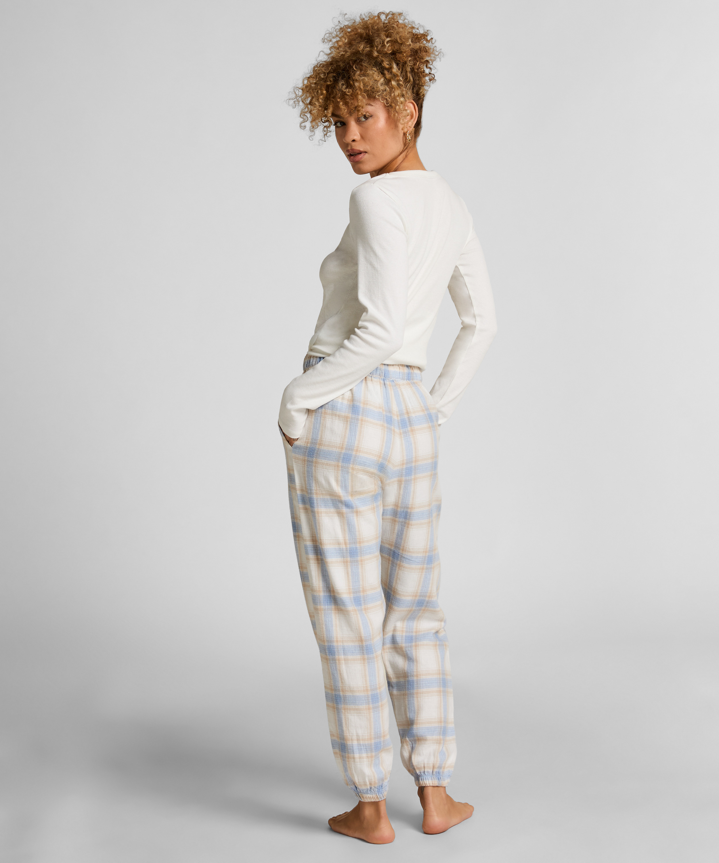 Flannel Pyjama Pants, Blue, main